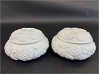Two Germaine Monteil Floral Roses Dishes & Candle
