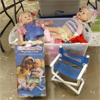 TOTE: VINTAGE TALKING CRICKET DOLLS WITH ACC.