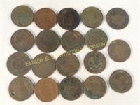 19 US Pennies Cents 1820s to 1850s