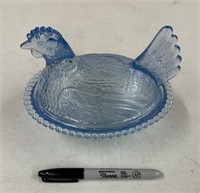 Vintage Blue Glass Nesting Hen