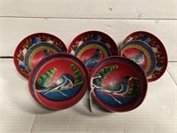 Rouge Music Box Disc & Hand Painted Bird Bowls