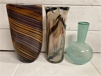 Vintage Lot Murano (2) and Dansk (1) Glass Vases