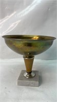 Brass Wood Marble Base Bowl