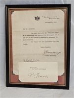 1942 Peter Fraser Prime Minister Autograph