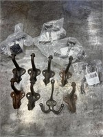 8 vintage iron hooks, 4 new hooks