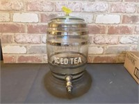 LARGE GLASS DRINK DISPENSER WITH FRONT SPOUT,