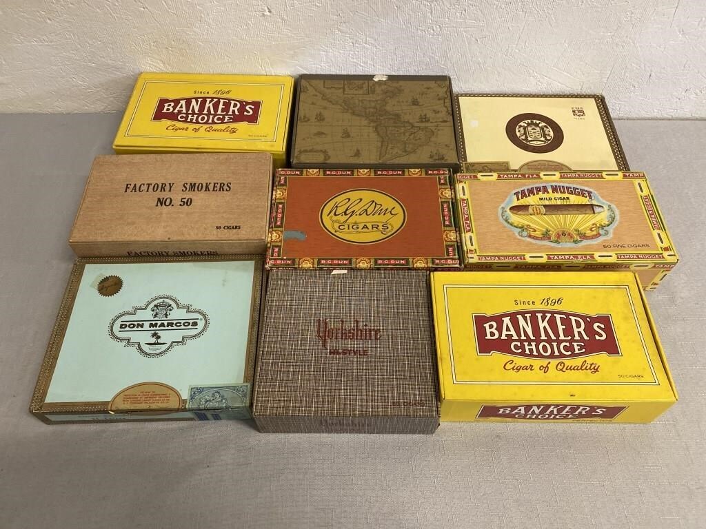 9 Vintage Cigar Boxes