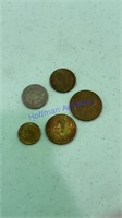 Lot of 5 Mexican coins