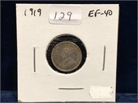 1919 Can Silver Five Cent Piece  EF40