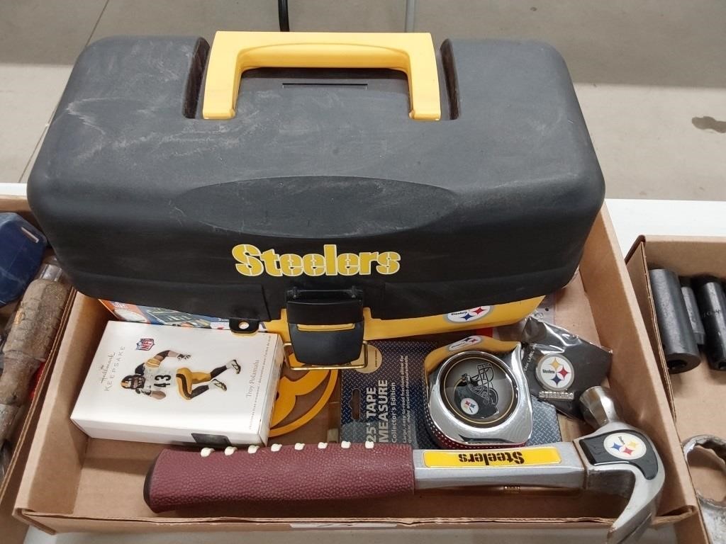 lot of Steeler collectibles and tools