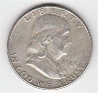 1948 D 90% Silver Franklin Half Dollar Coin