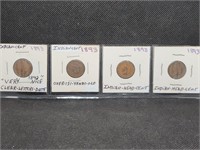 4- 1893 Indian Head Pennies