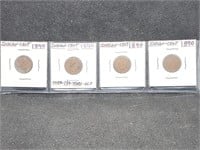 4- 1890 Indian Head Pennies