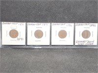 4- 1891 Indian Head Pennies