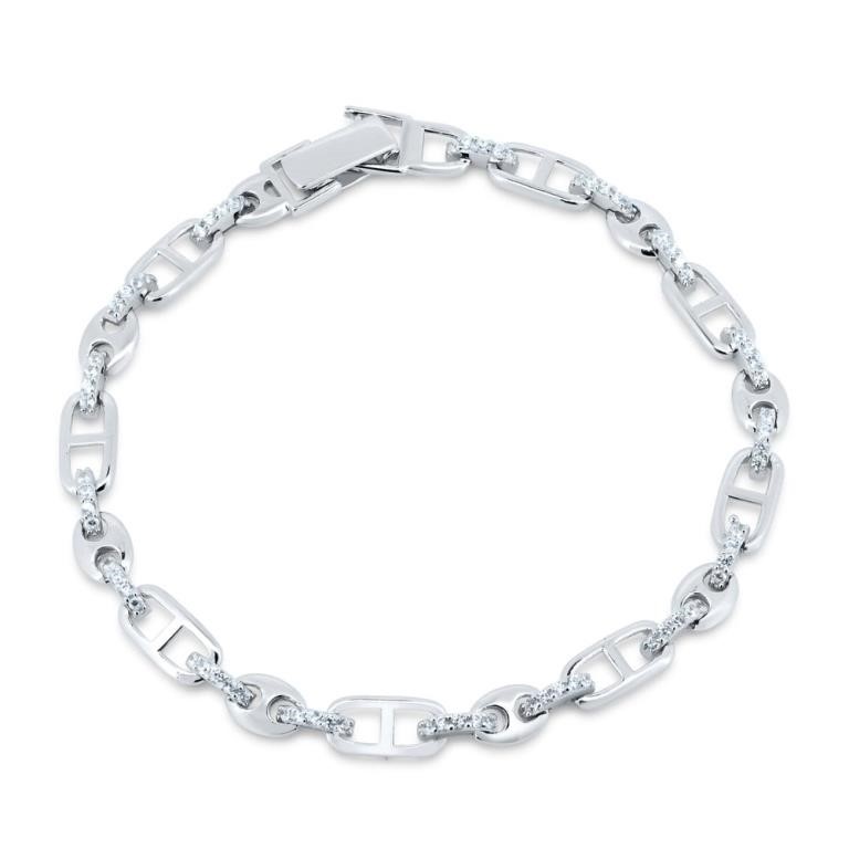 Sterling Silver Modern Design Link Bracelet