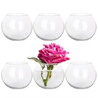 HWASHIN Set of 6 Clear Glass Vases, 4.7” W x 3.7”