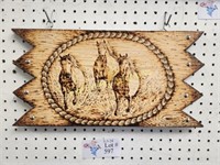 VINTAGE WOOD THREE HORSE WALL HANGING