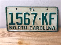 1971 License Plate NC 1567 KF