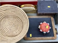 Chalkboard with Garment Brushes & Woven Bowl