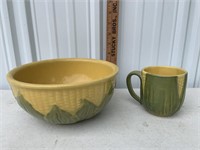 Shawnee corn bowl and mug damaged