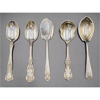 Lot Of 5 Sterling Silver Spoons Very Ornate