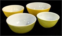 (4) Mid Century Pyrex Verde Yellow Nesting Bowls