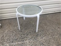 Metal Glass Top Patio Side Table