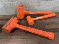 3 used Pittsburgh dead blow hammers- cracked