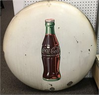 Large Enameled Round Coca Cola Sign