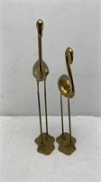 FRENCH BRASS FLAMINGO SCULPTURE - 17.5” & 21”