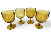 Set Of 4 VTG. Amber Glass MCM Goblets