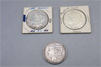 Three Morgan Silver Dollars Circa 1889