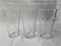 THREE GLASS TUMBLERS ALL 5 ¾"