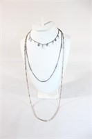 Lot of 3 Sterling Silver Necklaces About 0.368 ozt