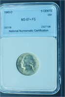 1945 D nickel  MS67+   FS