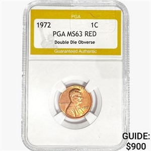 1972 Lincoln Memorial Cent PGA MS63 RED DBL Die