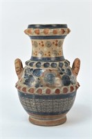 MEXICAN TONALA STYLE POTTERY DOUBLE HANDLE VASE