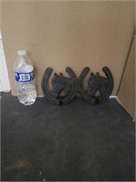 2pc Metal Wall Horse Head and Shoe with Hooks