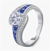 925S 1.0ct Blue Sapphire Moissanite Ring