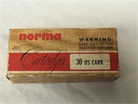 Norma .30 Carbine Caliber Ammo - Full Box - Seale