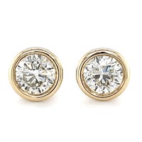 14K YELLOW GOLD 1.02CT DIAMOND BEZEL STUD EARRINGS