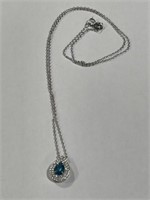 925 Silver Blue Pear Shaped Cut Stone Necklace
