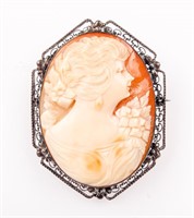 Jewelry Vintage Sterling Silver Cameo Brooch