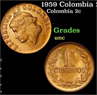 1959 Colombia 2 Centavos KM#214 Grades Brilliant U