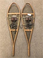 Pair of Wooden Snowshoes w/ Leather Bindings