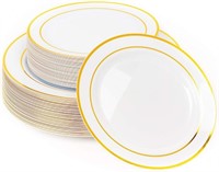 B2324  MATANA Gold Plastic Plates, 10.25" & 7.5" -