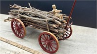 Handmade Wooden Wagon with Logs, 22" long