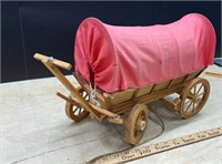 Wooden Covered Wagon Lamp, 18" long. Needs a
