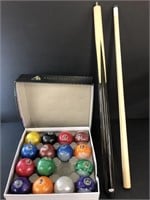 Kandy Pearlized Billiard balls and pool cue