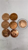 (7) .999 1 oz. fine copper rounds